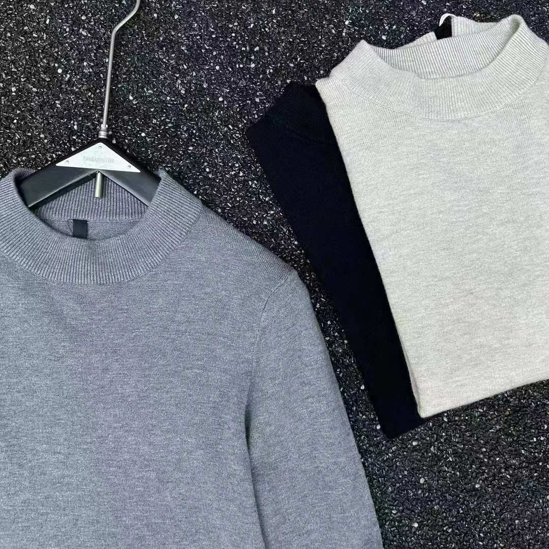 蜗牛家新款百搭气质纯色超软有型基础打底衫半高领男士毛衣21806