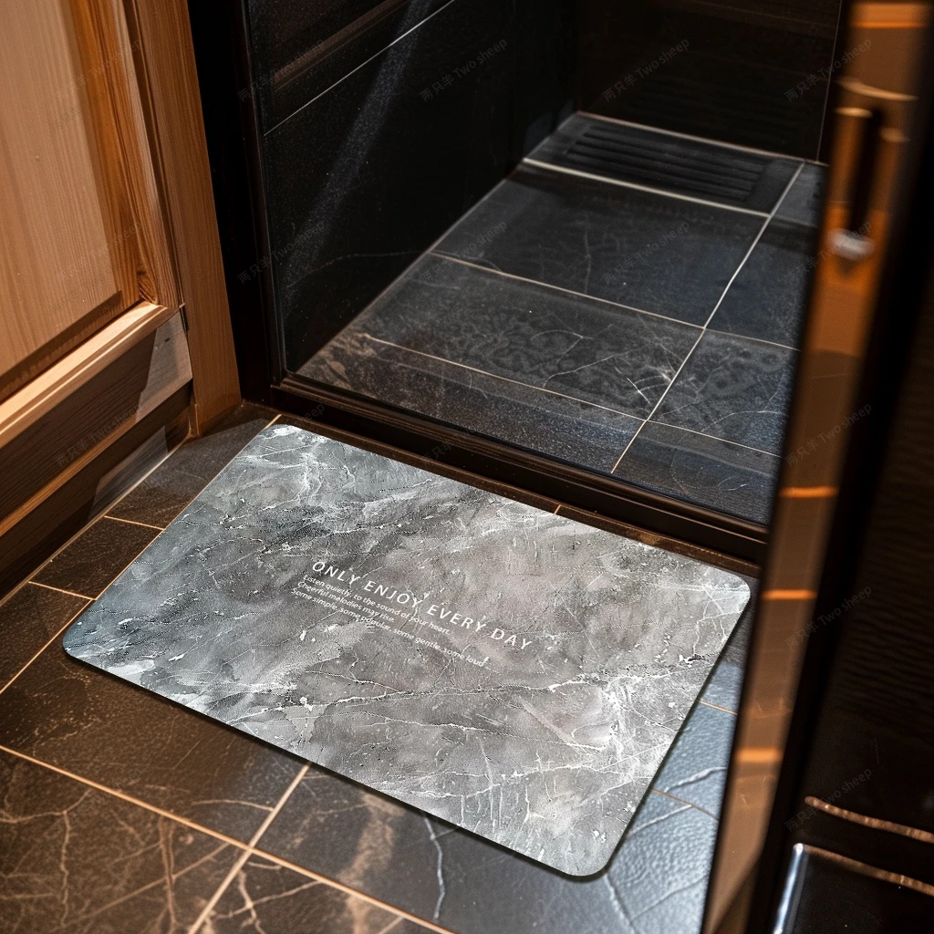 【小小的家】百搭理石风软硅藻泥卫生间吸水防滑升级版好打理地垫