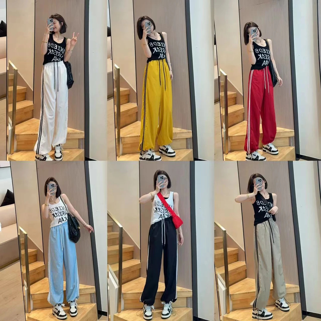 主播推荐运动裤抽绳扎脚两穿高腰宽松显瘦防晒阔腿裤瘦版阔腿裤