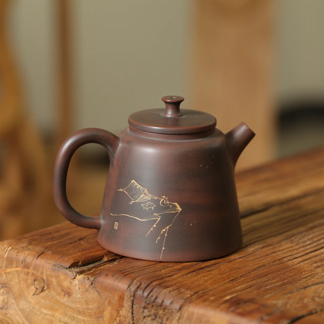 壶说坭兴 义陶阁 雅趣160CC老野饮茶 观远手工坭兴陶泡茶茶具茶器