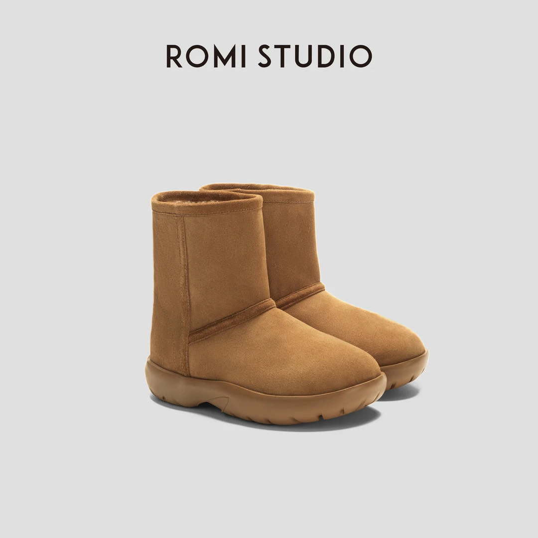 ROMI STUDIO”美拉德“丝光牛反绒＋羊羔毛经典短筒雪地靴23AWS069