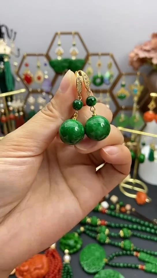 【闪购商品】玛瑙/玉髓耳饰合金干青双珠