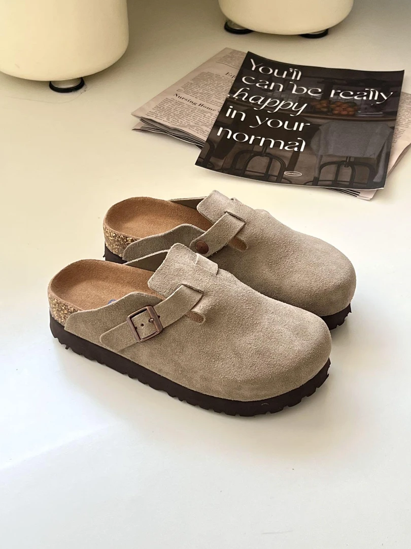 【软木勃肯厚底半包拖鞋】2024新款春夏秋一脚蹬5厘米常厚底