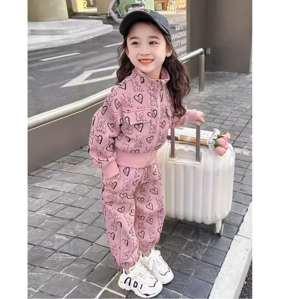 女童春装套装2024新款儿童装网红洋气运动宝宝春季时髦炸街两件套