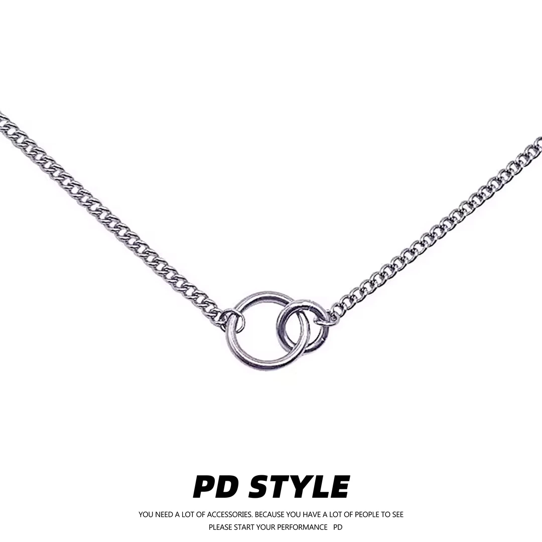 钛钢项链 PDSTYLE自制 极简风环环相扣钛钢锁骨项链女ins男嘻哈