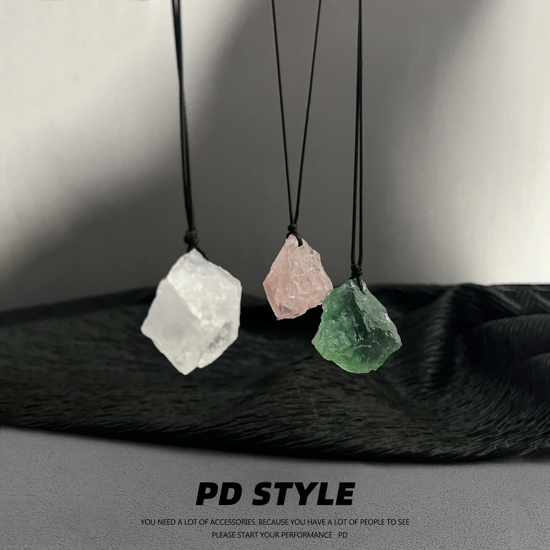 非金属项链 PDSTYLE不规则天然项链男女生高级感原石吊坠小众