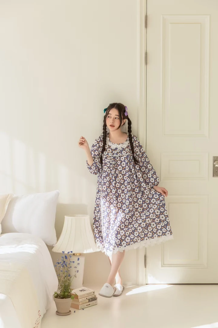 YQ~韩版宽松向日葵花甜美可爱家居服睡裙Q2467