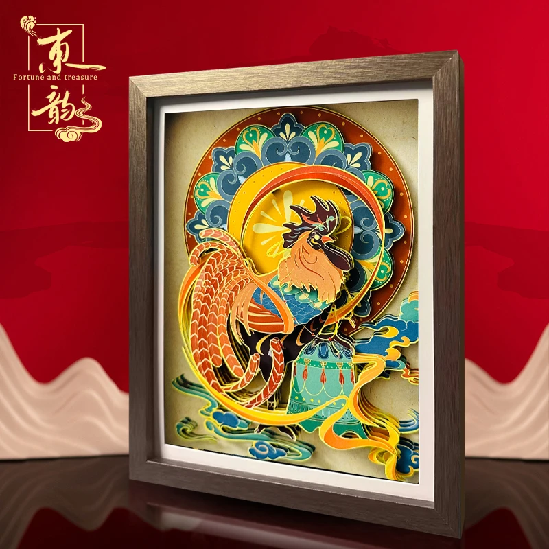 十二生肖鸡敦煌非遗文创纸艺国潮桌面摆件高级特色礼物创意礼品