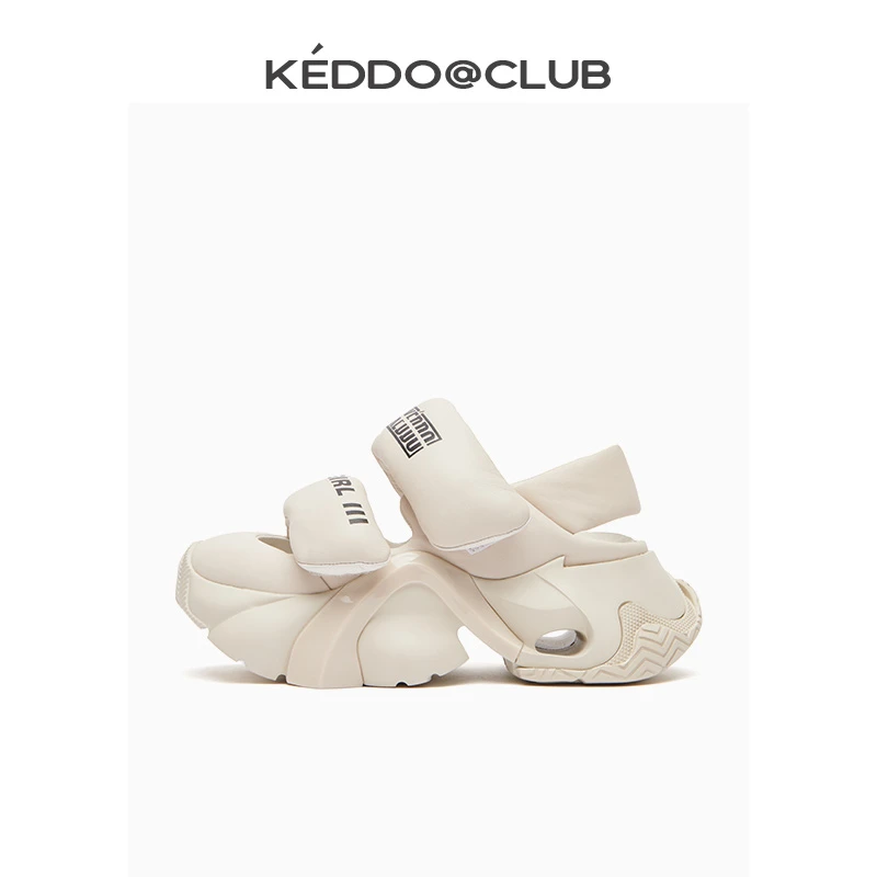 KEDDO“麒麟三代”厚底运动时尚凉鞋魔术贴外穿简约包头高跟女鞋1