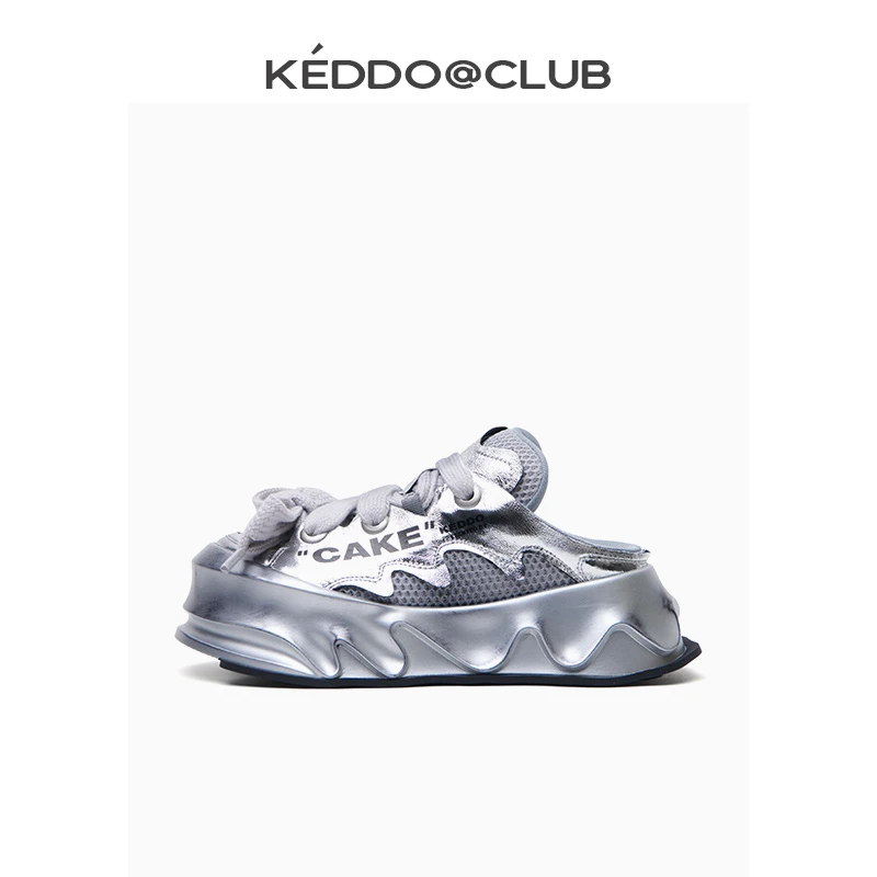 KEDDO“翻糖蛋糕”简约纯色厚底外穿半拖鞋时尚休闲一脚蹬老爹鞋女