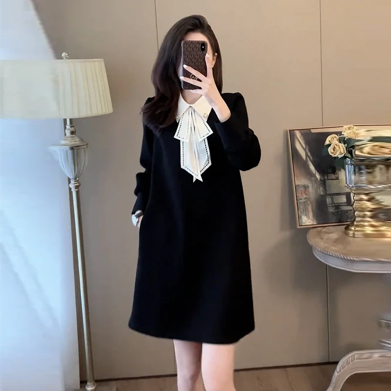 欧货高端大码宽松设计感连衣裙春秋季新品微胖显瘦减龄中长裙子女