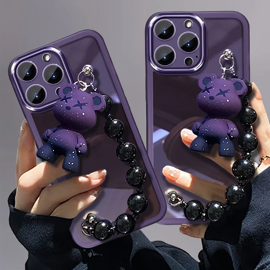 【相框紫色小熊/暴力熊手链】苹果14promax手机壳镜头iPhone13华为