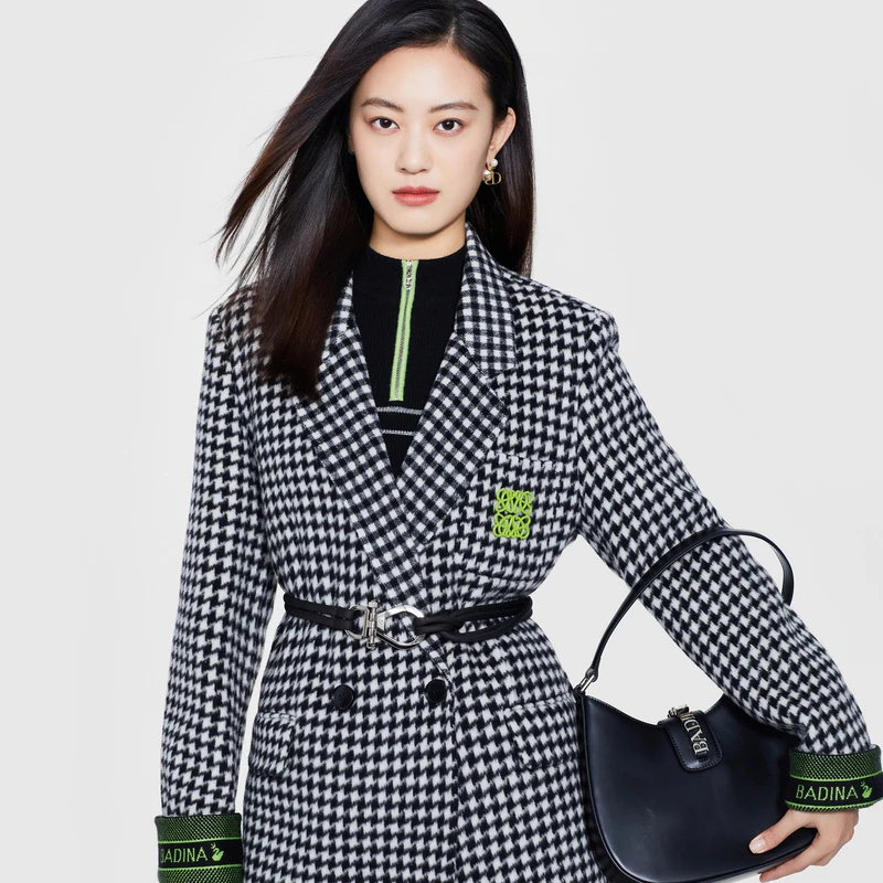 芭蒂娜格纹毛呢外套124A264