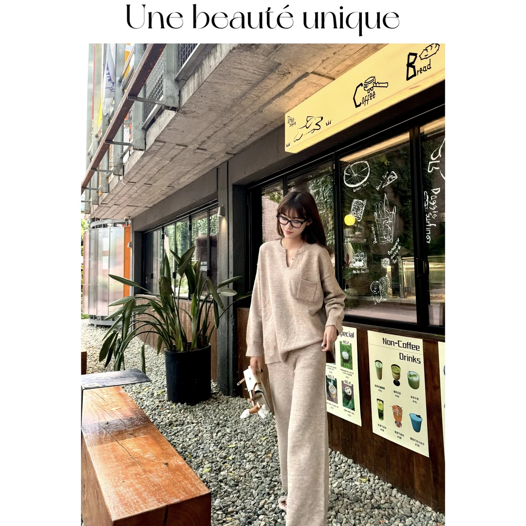 【库斯塔奈】气质休闲减龄宽松加厚秋季套装