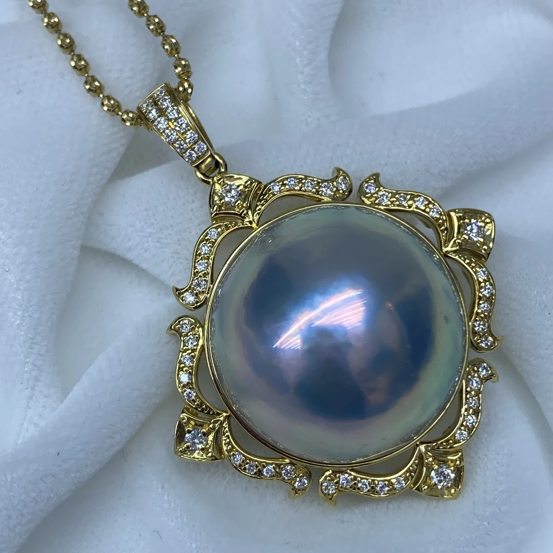 马贝22-22mm附大证18k金钻石镶嵌 简单大气百搭 贵气十足