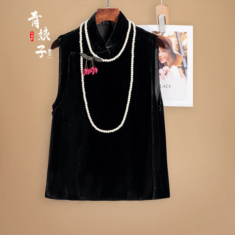 青娘子丝绒【樱】中国风新中式复古马甲51224