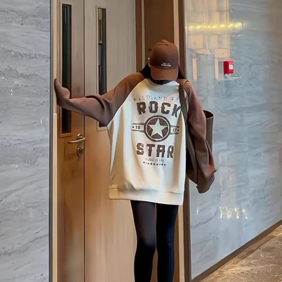 美式超大码2-300斤加绒卫衣宽松百搭30-40岁套头卫衣女减龄上衣服