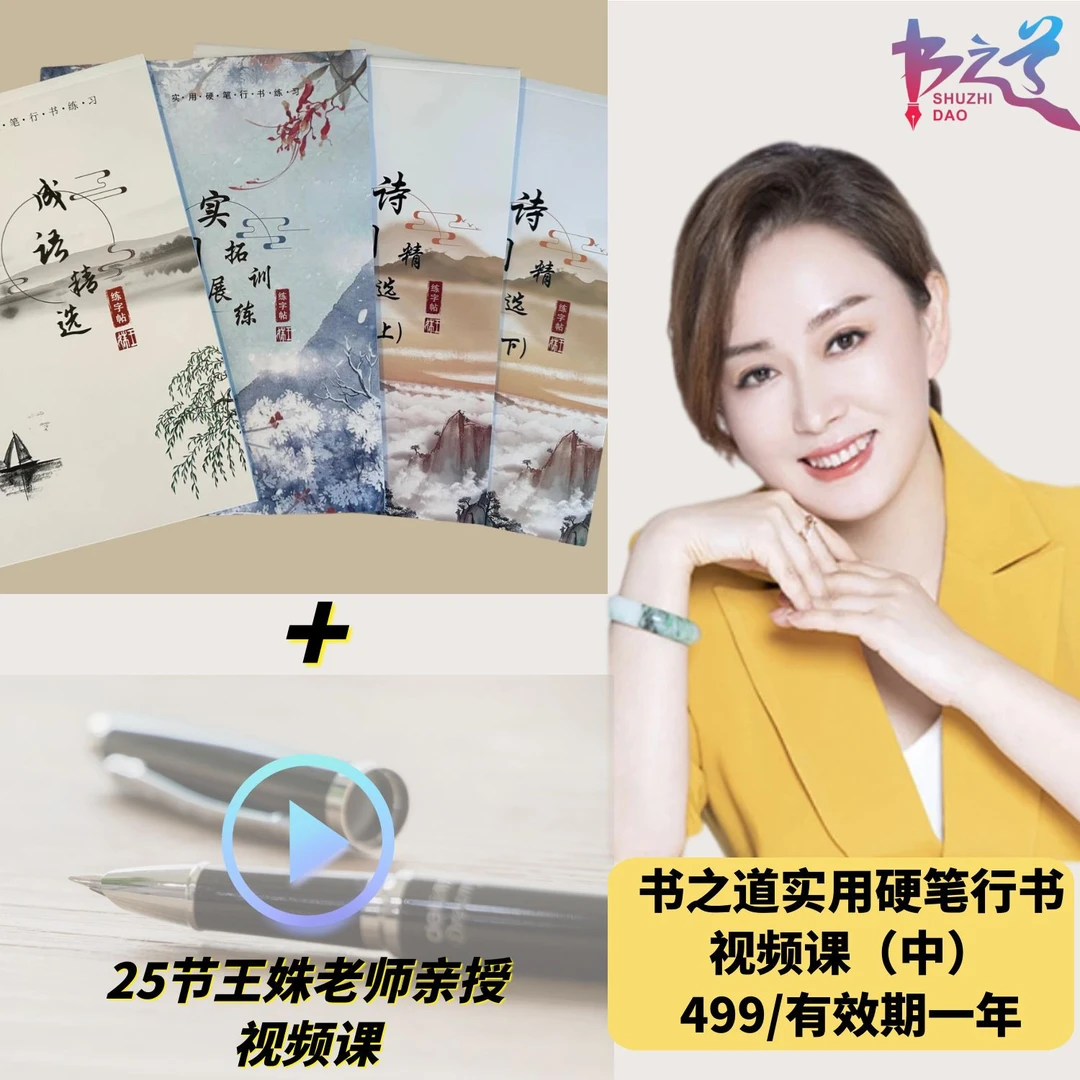 【书之道】王姝老师著25节行书视频课中+成语+诗词上+下册+实用拓展