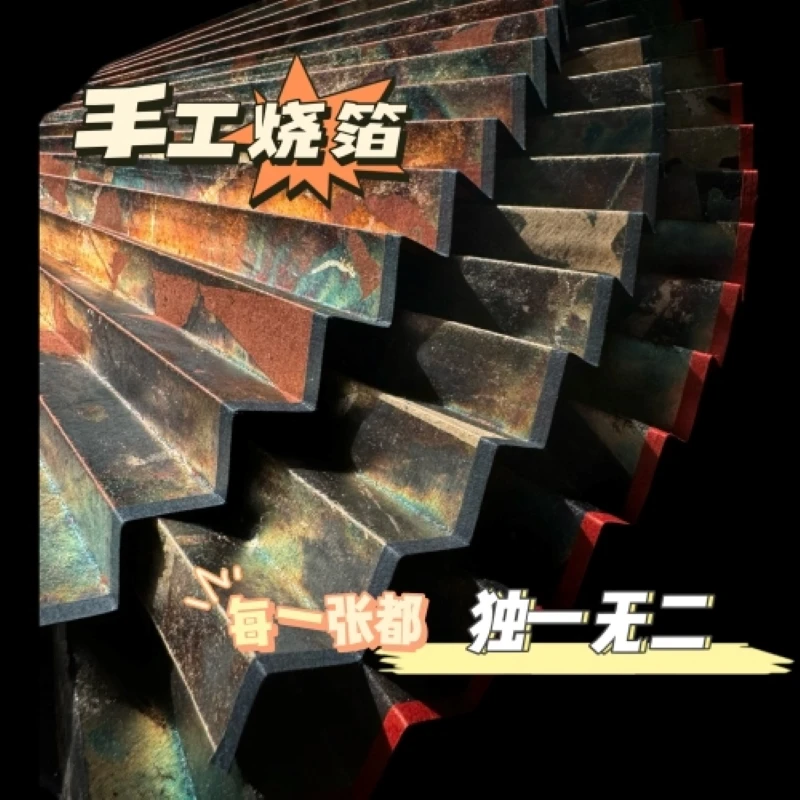 文玩折扇烧银铂双面洒银95寸1618方方超薄宣纸替换手工烧金箔扇面