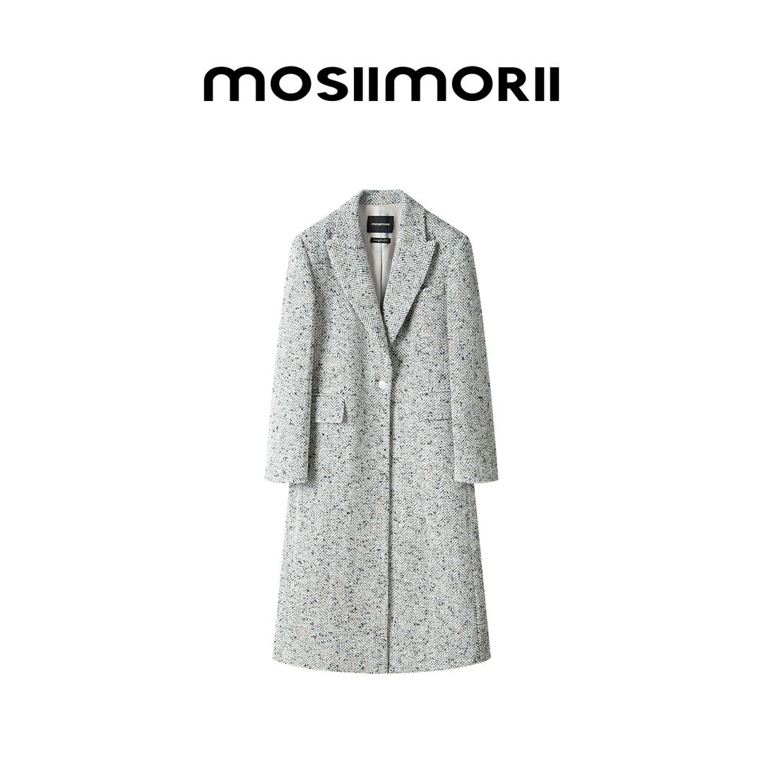 MOSIIMORII【浮游诗意】秋冬时尚长款休闲长袖双面呢西装外套套装