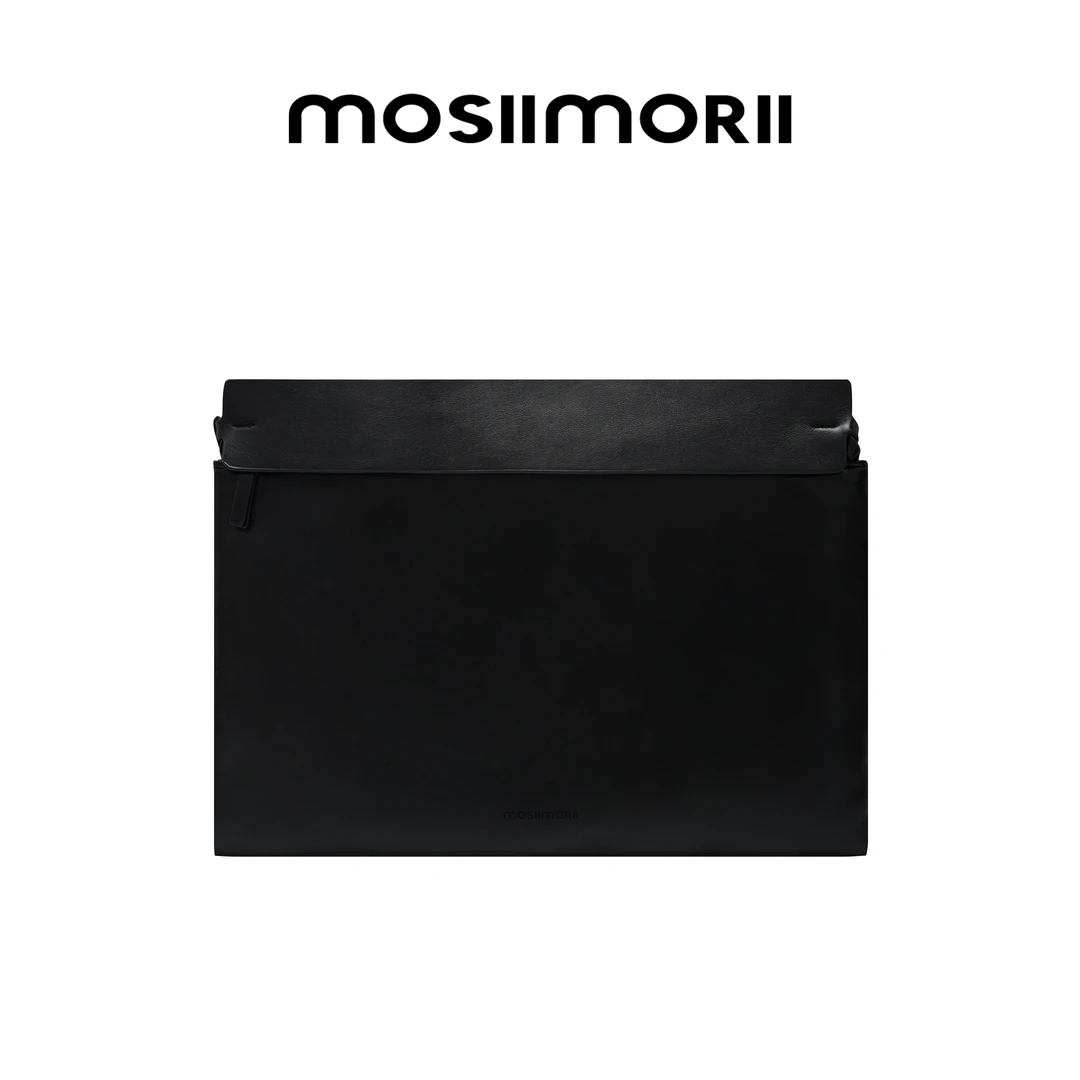 MOSIIMORII【夜雨来信】轻奢时尚休闲简约纯色黑色女士真皮手提包