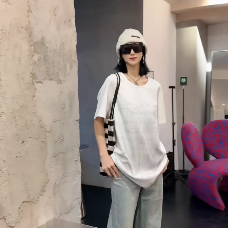 字母半袖不加绒9803休闲时尚百搭宽松圆领饕餮大码女装