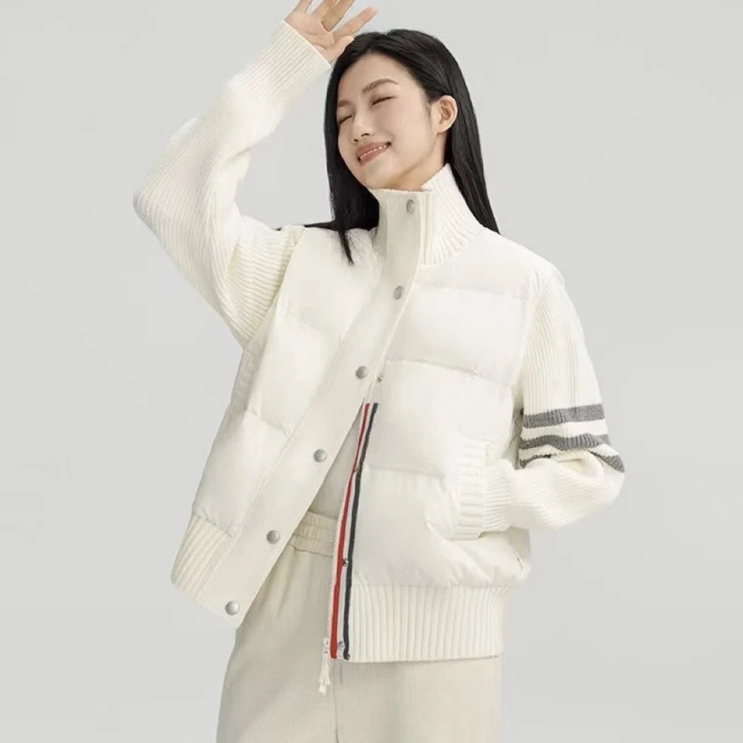 【DBE】7825新款羽绒服百搭拼接轻薄设计时尚短款外套三条杠