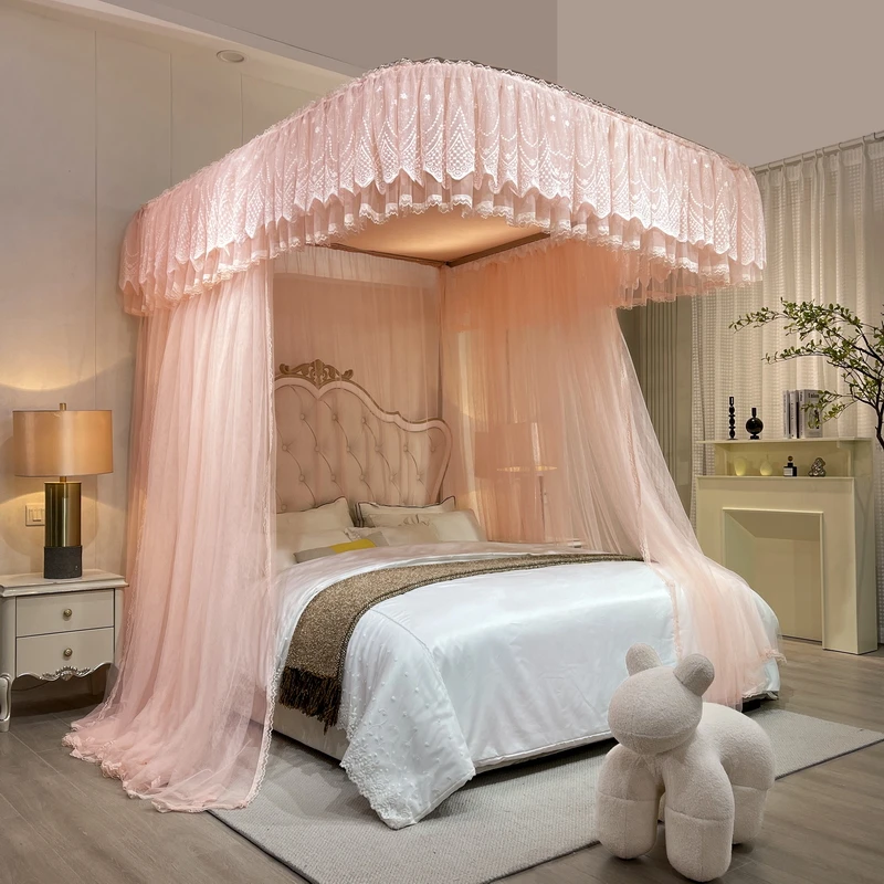 铝合金升级款防尘顶导轨蚊帐 绣花防蚊睡帐 公主风家用