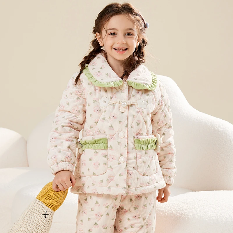 【2024女宝夹棉】儿童款睡衣卡通冬季加厚款女童珊瑚绒女宝冬款保暖