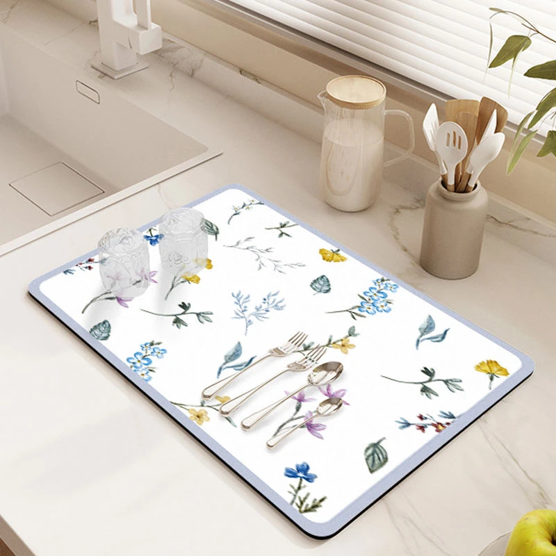 厨房台面吸水垫软硅藻泥沥水垫桌面餐具干燥垫杯垫免洗吧台隔热垫