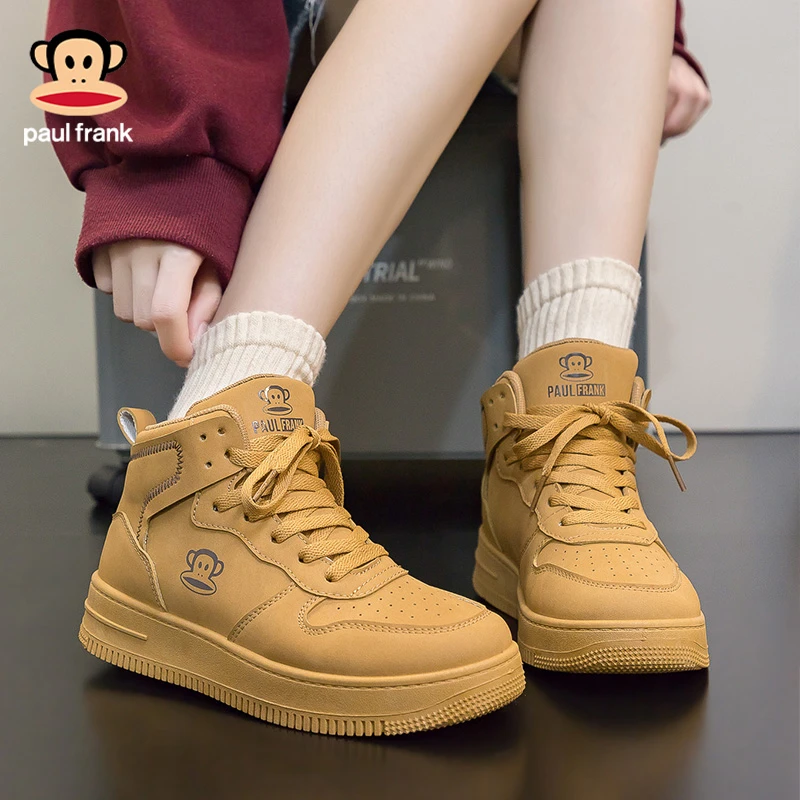 大嘴猴2024秋天新款情侣小白鞋高帮空军一号女生简约款潮鞋子板鞋