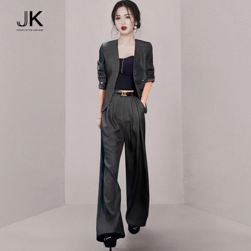 秋季2024新款小香风干练职业西装阔腿裤高级时装套装减龄两件套