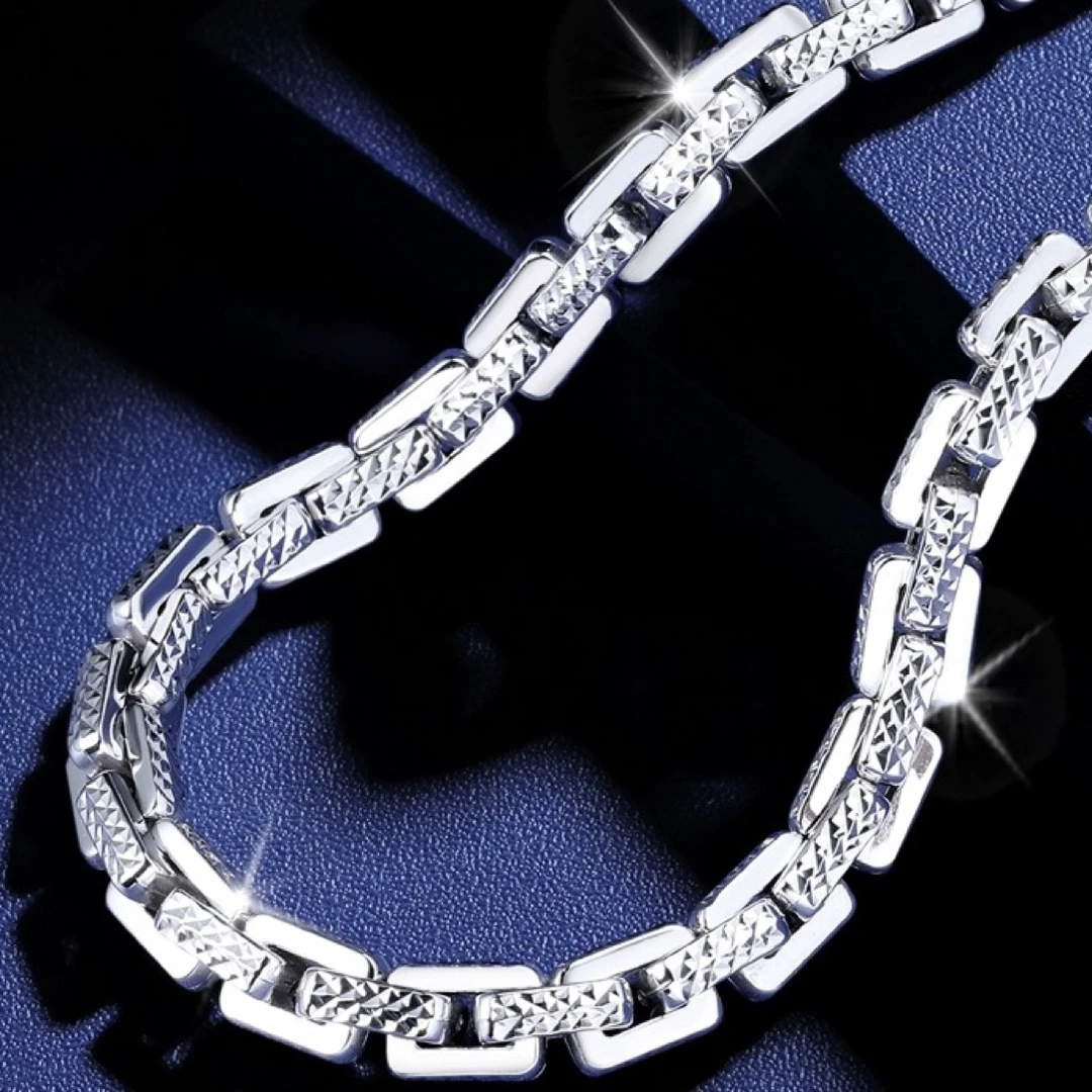 千烁珠宝Pt950铂金男士爆闪车花密卡时尚个性百搭厚重实心卡项链