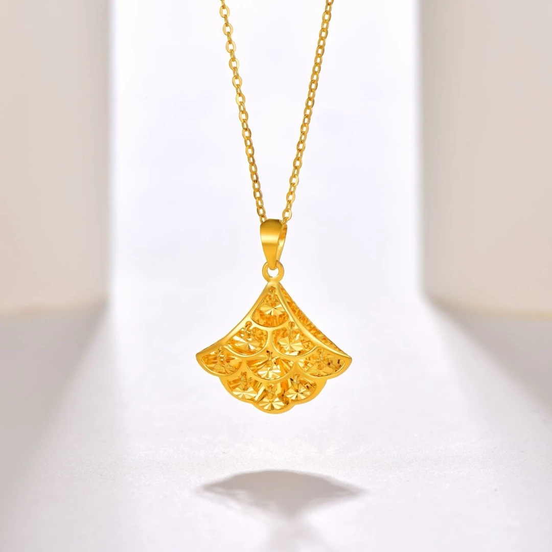 【芮泊珠宝】正品18K金灵动裙摆吊坠（赠送银链）彩金项坠 18K金吊坠