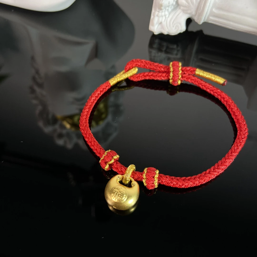 【芮泊珠宝】正品足金999小胖福吊坠(赠送编绳)足金999吊坠黄金吊坠