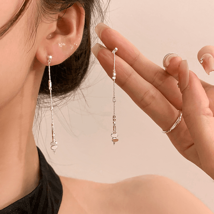 铜合金耳饰 新中式碎银子长款流苏耳环女新款爆款韩系清冷感耳饰