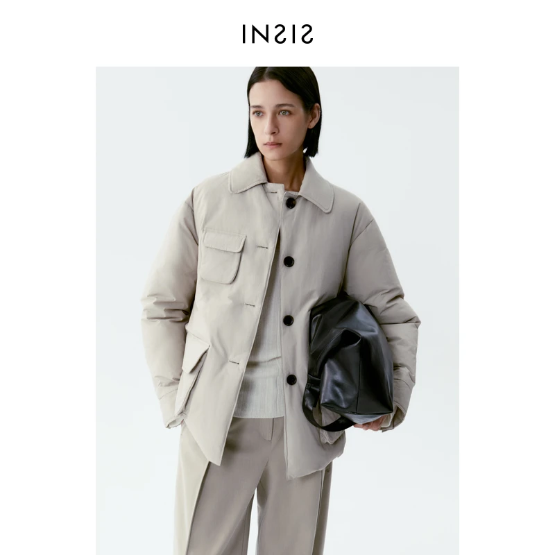 INSIS FEMME美式工装立体口袋冬季新款保暖鹅绒休闲外套羽绒服女