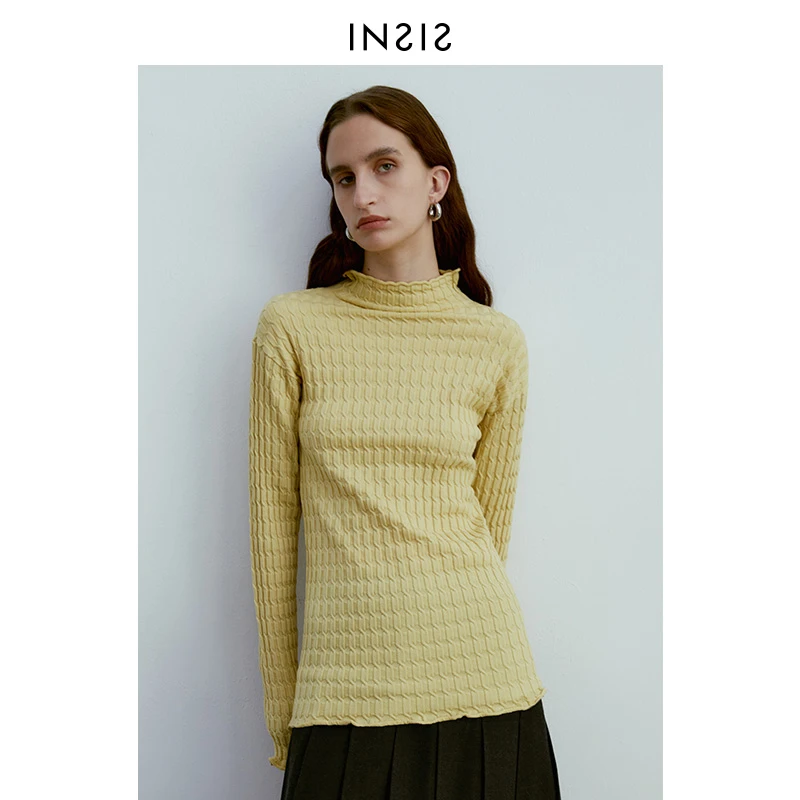 INSIS FEMME结构基础针织紧身打底衫2022冬新款女纯羊毛修身显瘦