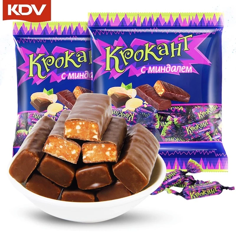 俄罗斯食品原装进口KDV紫皮糖500g袋装巧克力口味糖果喜糖批发