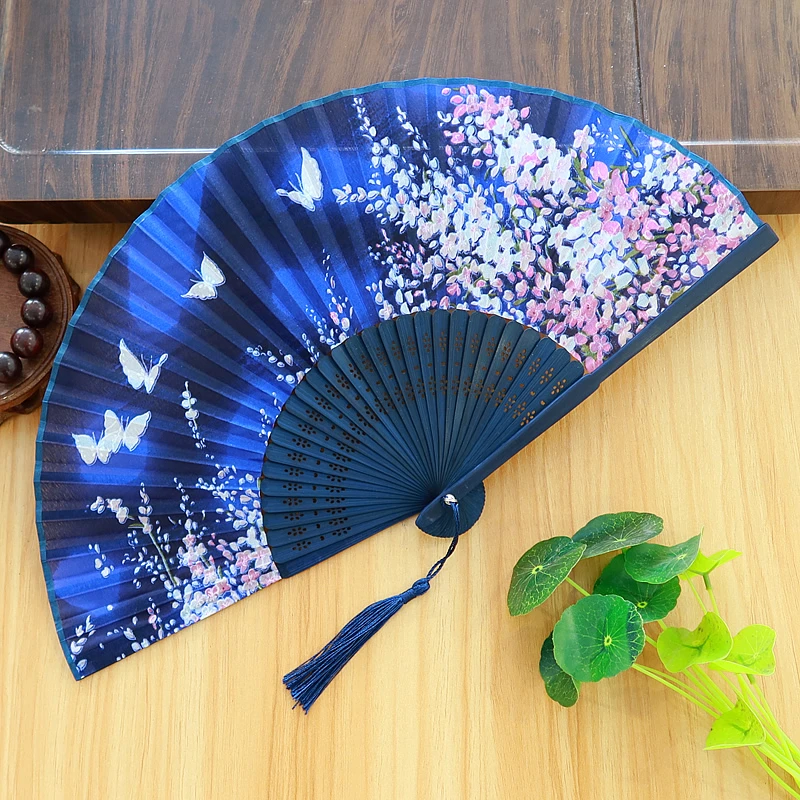 汉服复古古装中国风扇子古代竹扇学生女士便携日式绢扇折扇舞舞蹈