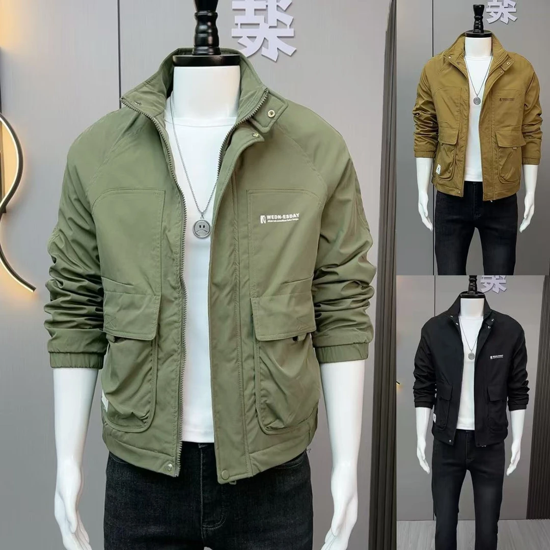 冲锋衣外套男秋冬加棉夹克外套宽松休闲潮男百搭冬季厚款棉衣工装