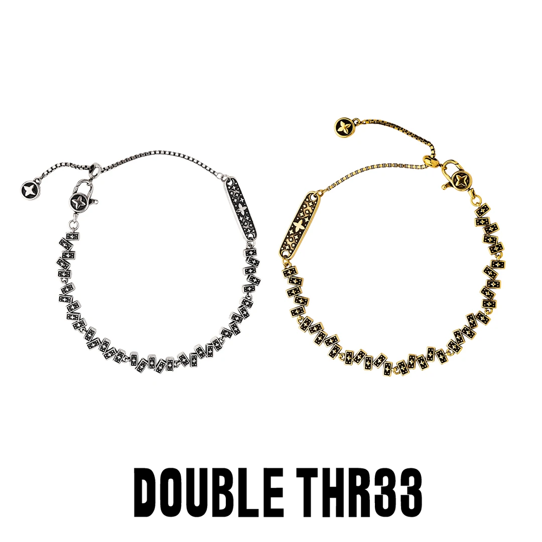 925银手链 Doublethr33星星牌手链 (17.5cm+7cm)时尚百搭手链