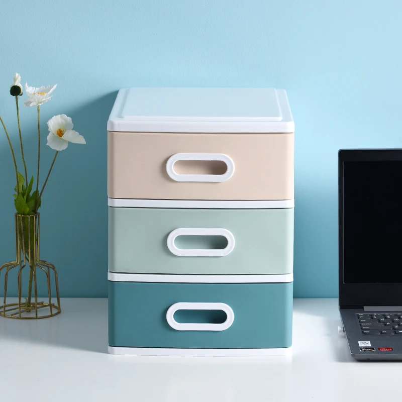 办公桌面收纳盒小抽屉式办公室桌上杂物化妆品塑料盒子多层储物箱