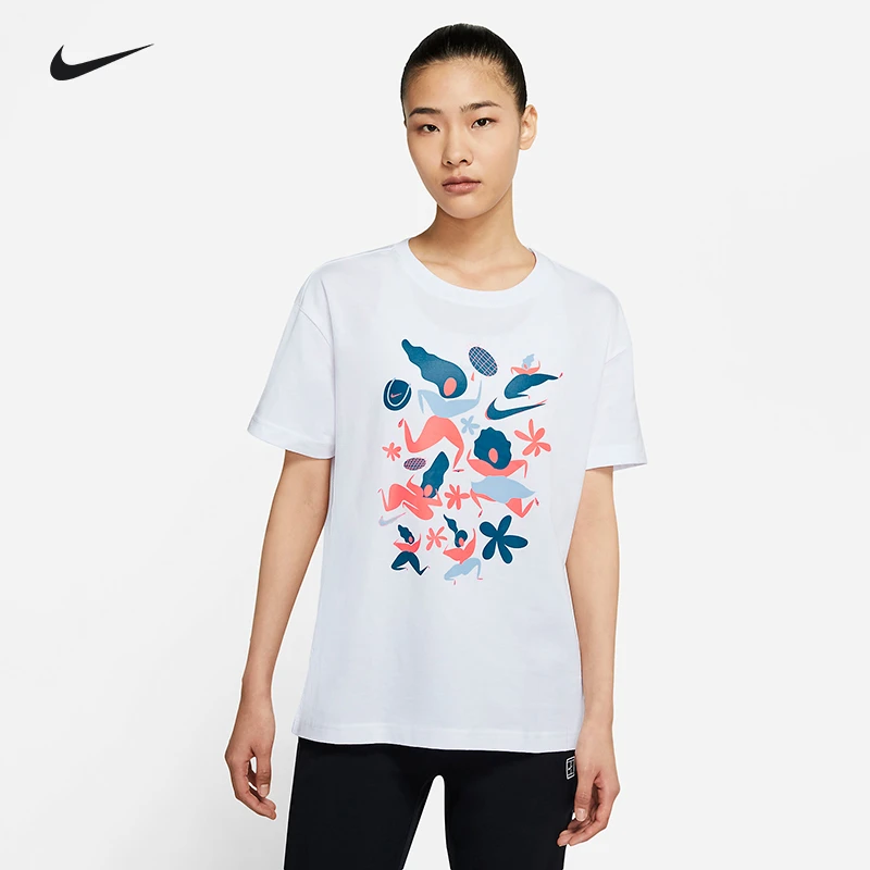 NIKE/耐克女子短袖户外跑步运动健身休闲圆领网球短T恤宽松文化衫