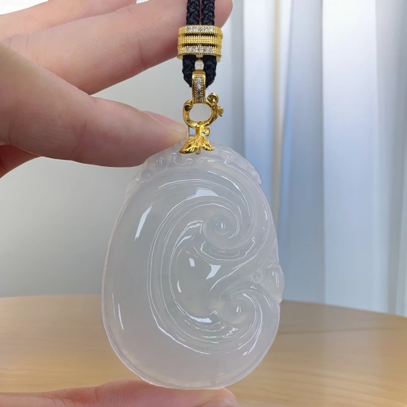 BAQIZHUBAO/八七珠宝・多样性 天然A货翡翠金镶冰胶大如意