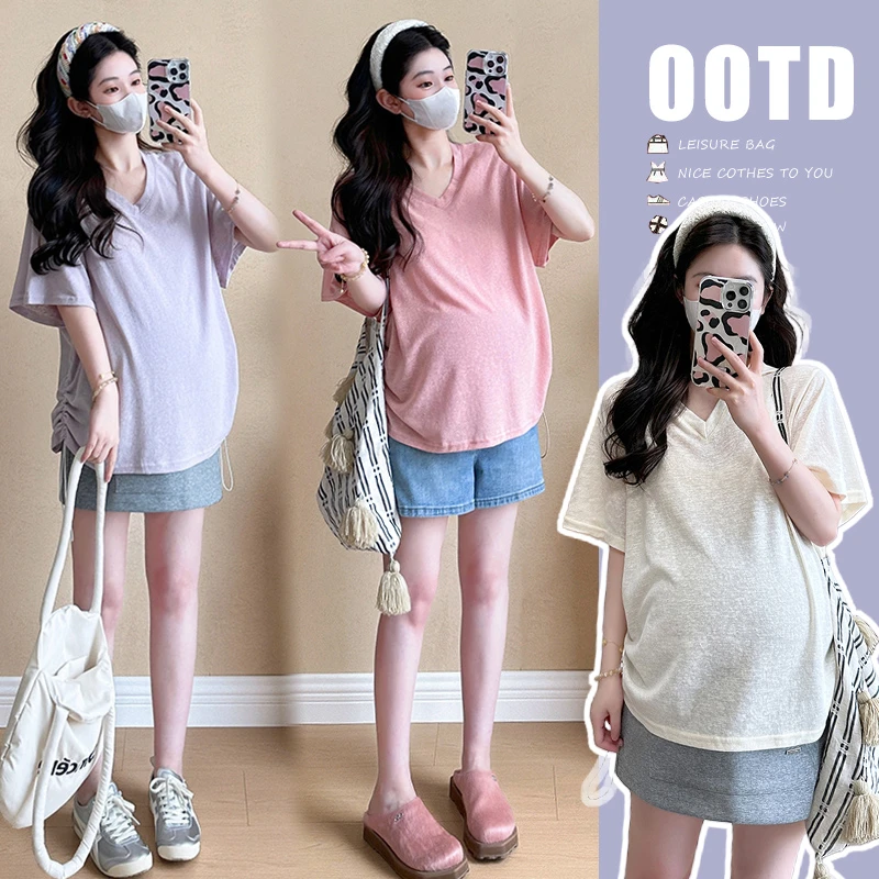 孕妇装夏款2024新款甜美宽松T恤百搭显瘦上衣