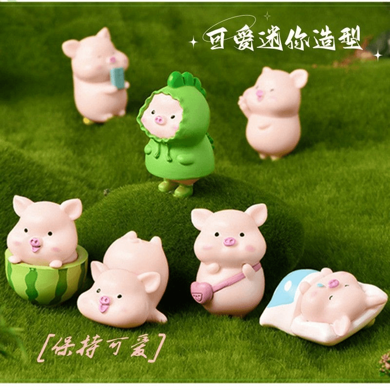 可爱猪猪卡通小猪车载汽车装饰摆件科学pvc实验工艺品