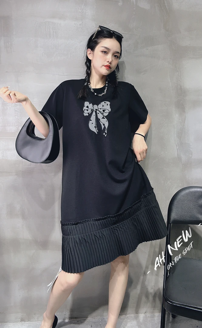 856#女士新款蝴蝶结上衣春季女款连衣裙