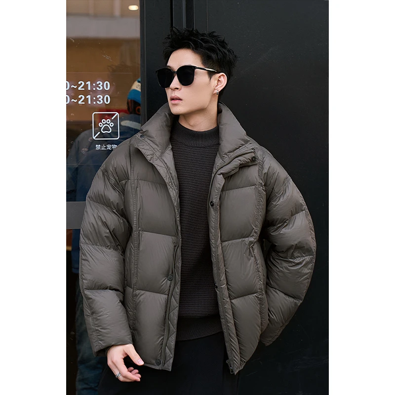 新国标90高充绒男士加厚立领短款羽绒服冬季面包服时尚外套8060