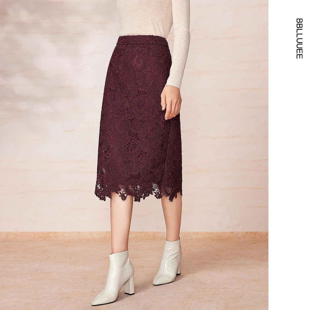 【宫廷风花卉蕾丝半裙】粉蓝衣橱2025春装装复古优雅蕾丝半身裙女